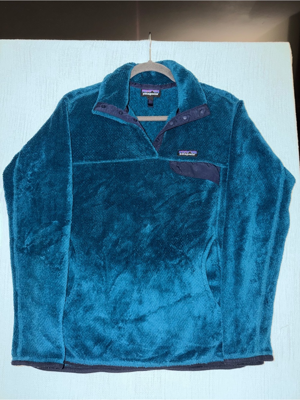 Patagonia Los Gatos 1/4 Snap Fleece Pullover Women’s Blue Teal Teddy Fleece